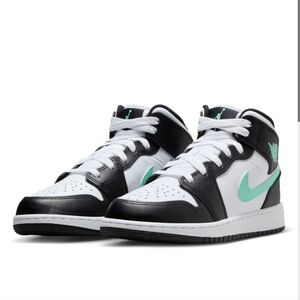 Air Jordan 1 Mid White/Green Glow-Black Sneakers